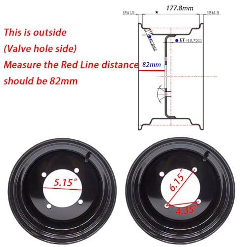 12x7 ATV Rim UTV Wheel Steel Rim 4/156 12 x 7 offset 4+3 for Polaris RZR800 RZR900XP RZR570 Ranger 570 700 Sportsman 335 400 450 500 570 600 700 800 (Sportstman NOT FIT 2010 2011 Model)