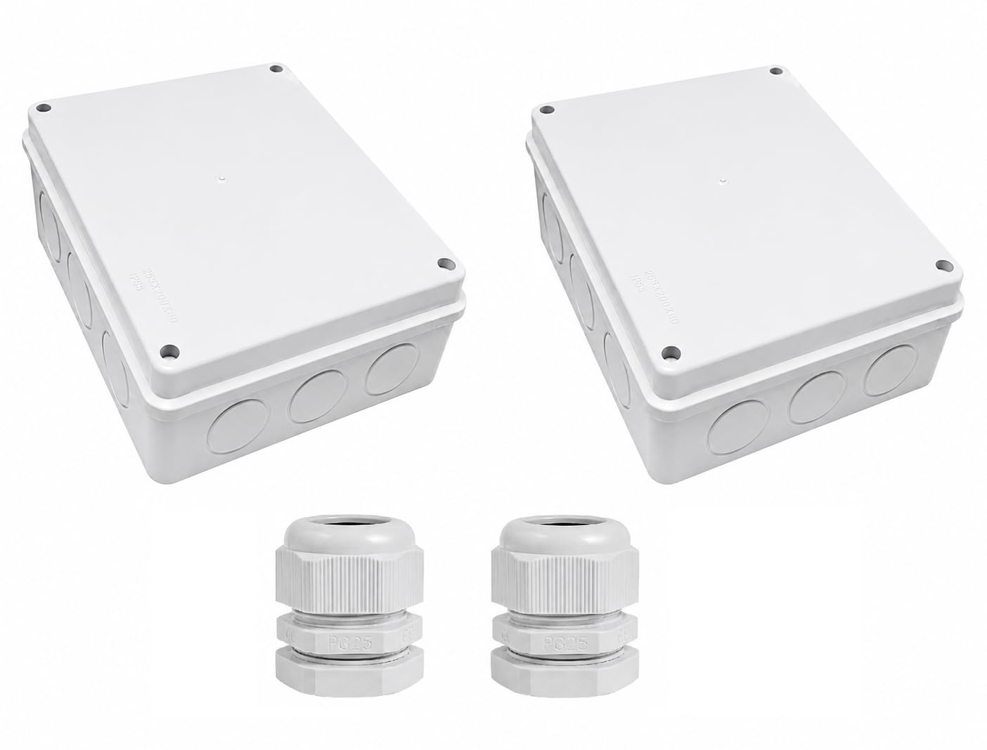 ABS Waterproof Junction Box (JJB-255) with PG25 Cable Gland (Pack of 2) | IP65 Outdoor Electrical Enclosure for CCTV Camera Wiring, cable termination & Cable Protection 255x200x80 mm-picture-32