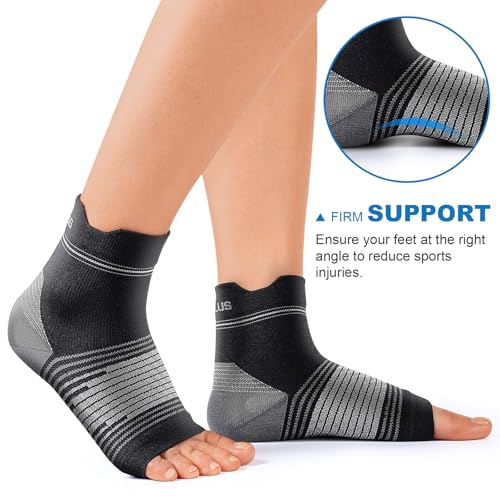 plantar fasciitis sock 6 pairs for men and women compression foot sleeves with arch and ankle support black large