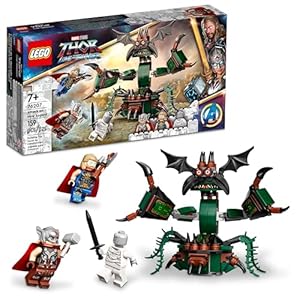 LEGO Marvel Attack on New Asgard, Thor Buildable Toy 76207 with Hammer, Stormbreaker and Monster Figure, Love and Thunder Movie Set