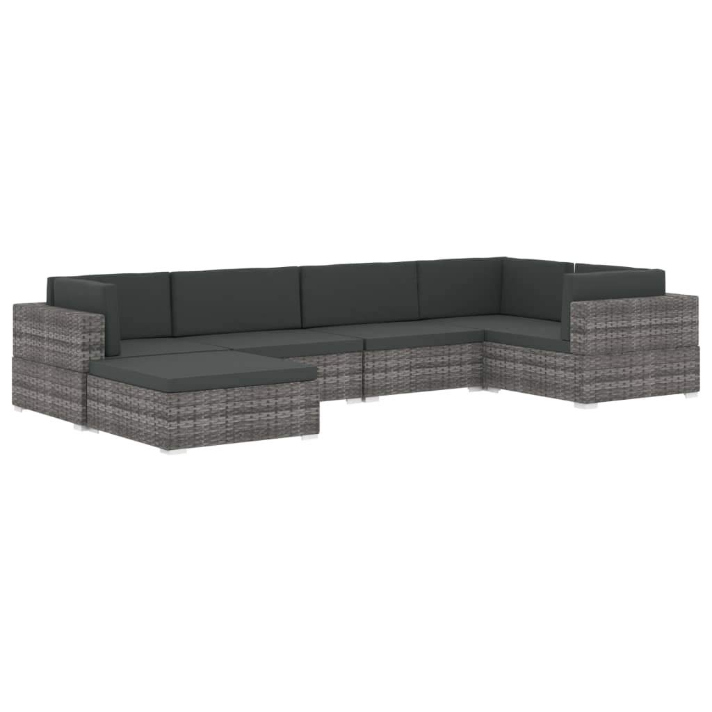 Repose-pied d'extérieur en résine tressée Gris, Modulaire et Confortable avec Coussin Épais Amovible, pour Salon de Jardin, Terrasse, Balcon - Résistant aux Intempéries et Facile à Nettoyer