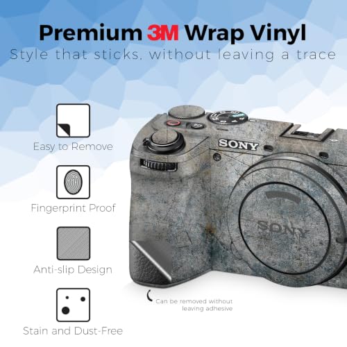 Image of Camera Skin Compatible with Sony A6700 Mirrorless Camera (2023) - Shadow Concrete - Premium 3M Vinyl Protective Wrap Decal Cover - Easy to Apply | Crafted in the USA by MightySkins