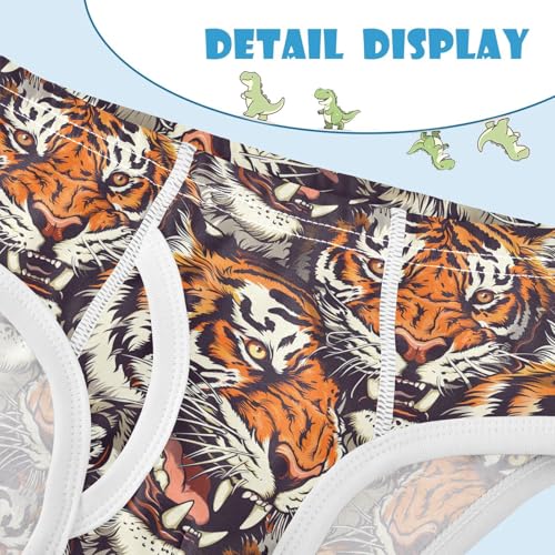 visesunny Boys Cotton Underwear Graffiti Northeast Tiger Printed Toddler Soft Training Briefs Size 2T-8Y for Kids4