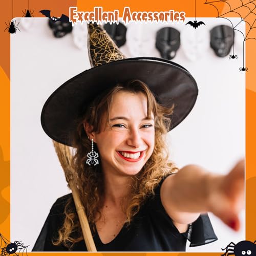 Spider Dangle Earrings for Women, Halloween Gothic Horror Jewelry, Spider Web Drop Earrings for Costume Party, Cosplay, Witch, Vampire Accessories4