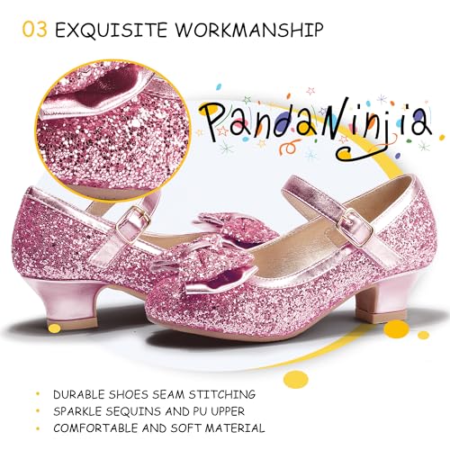 Image of PANDNAINJIA Girls Dress Shoes Toddler Heels Mary Jane Pumps