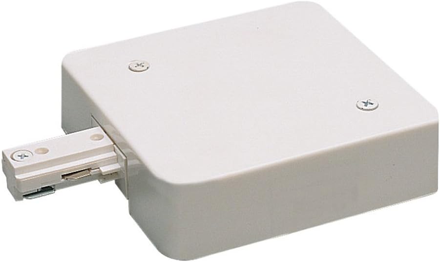 Nora Track Light NT-348W - White - T-Bar End Feed Current Limiter - Single Circuit - Compatible with Halo Track