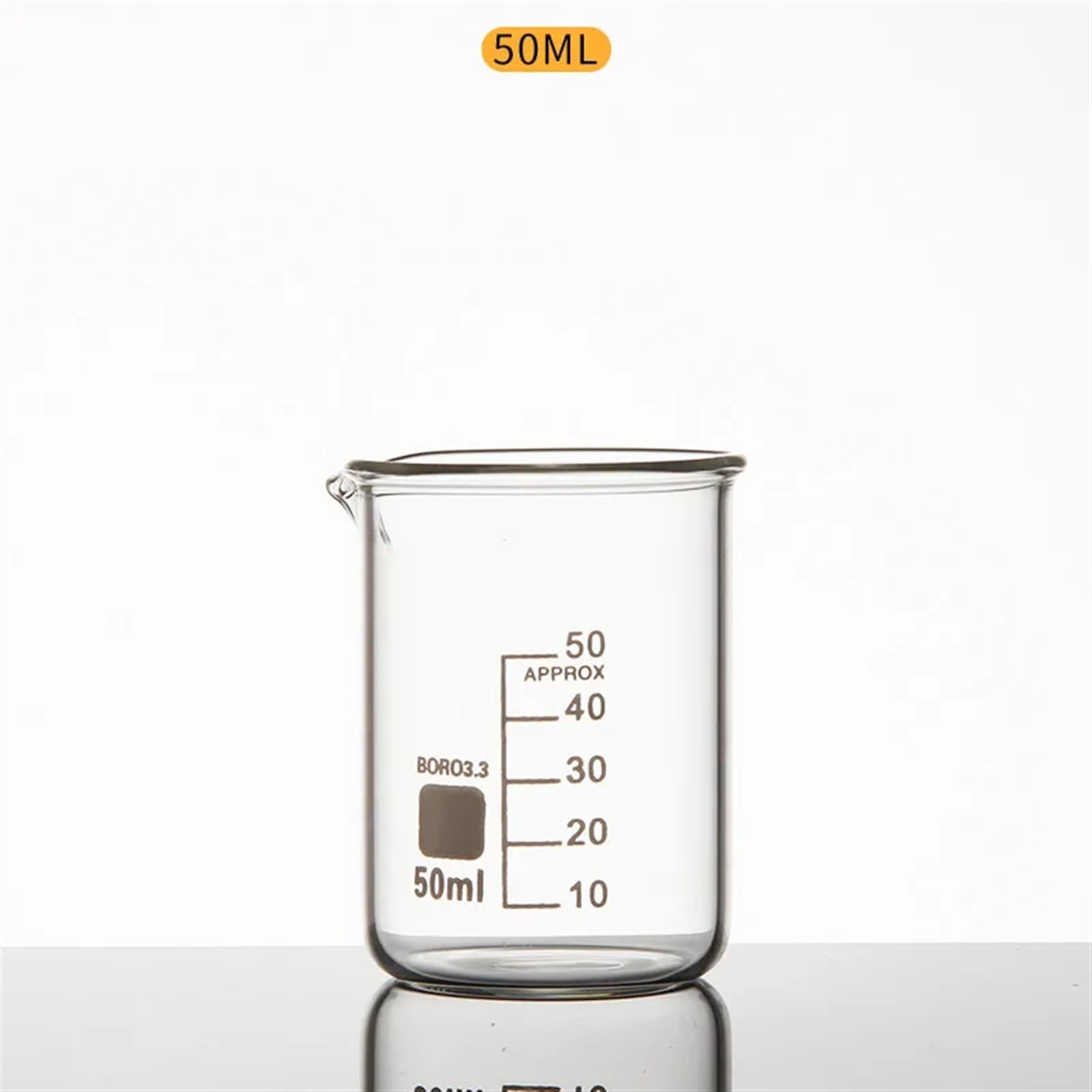 Vaso de precipitados de Vidrio para Laboratorio, Espesado, Resistente a Altas temperaturas, 5 ml, 10 ml, 25 ml, 50 ml y 100 ml (5)