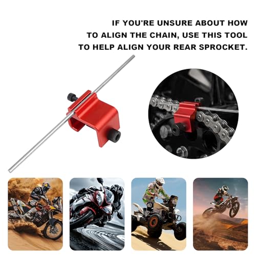 Image of KVAEY 2 PCS Chain Alignment Tool for Motorcycle, 08-0048 Aluminum Sprocket Chain Adjustment Tool, Quick & Accurate Professional Chain Alignment Tool Suitable for ATV Scooter Dirt Bike (Orange Red)