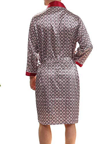 Haseil Men's Luxurious Kimono Robe With Shorts Silk Satin Bathrobes Lightweight Long Sleeve Sleepwear Set, Red, Tagsize4Xl=Ussizexl #TOP3