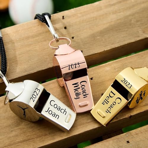 HDLOVE Personalisierte Pfeife Eingravierten Namen, Benutzerdefinierte Edelstahlpfeife Für Draußen, Pfeifen Sport Mit Lanyard Für Lehrer, Trainer, Schiedsrichter, Fußball, Basketball, Schulsport