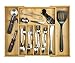KitchenEdge Bamboo High Capacity Kitchen Drawer Organizer for Silverware, Flatware and Utensils, Expands to 21 Inches Wide, Holds 16 Placesettings