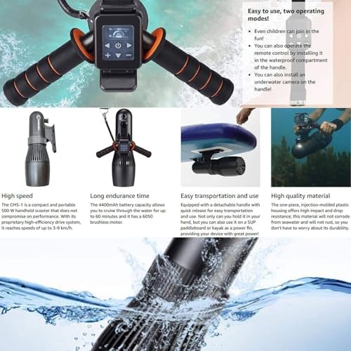Foldable 2-in-1 Electric Inflatable Jet Ski & Diving Underwater Scooter - 500W Brushless Motor, 10000mAh Battery, 9km/h, 60 mins Runtime - Ideal Sea Diving & Swimming Equipment for Adults & Kids