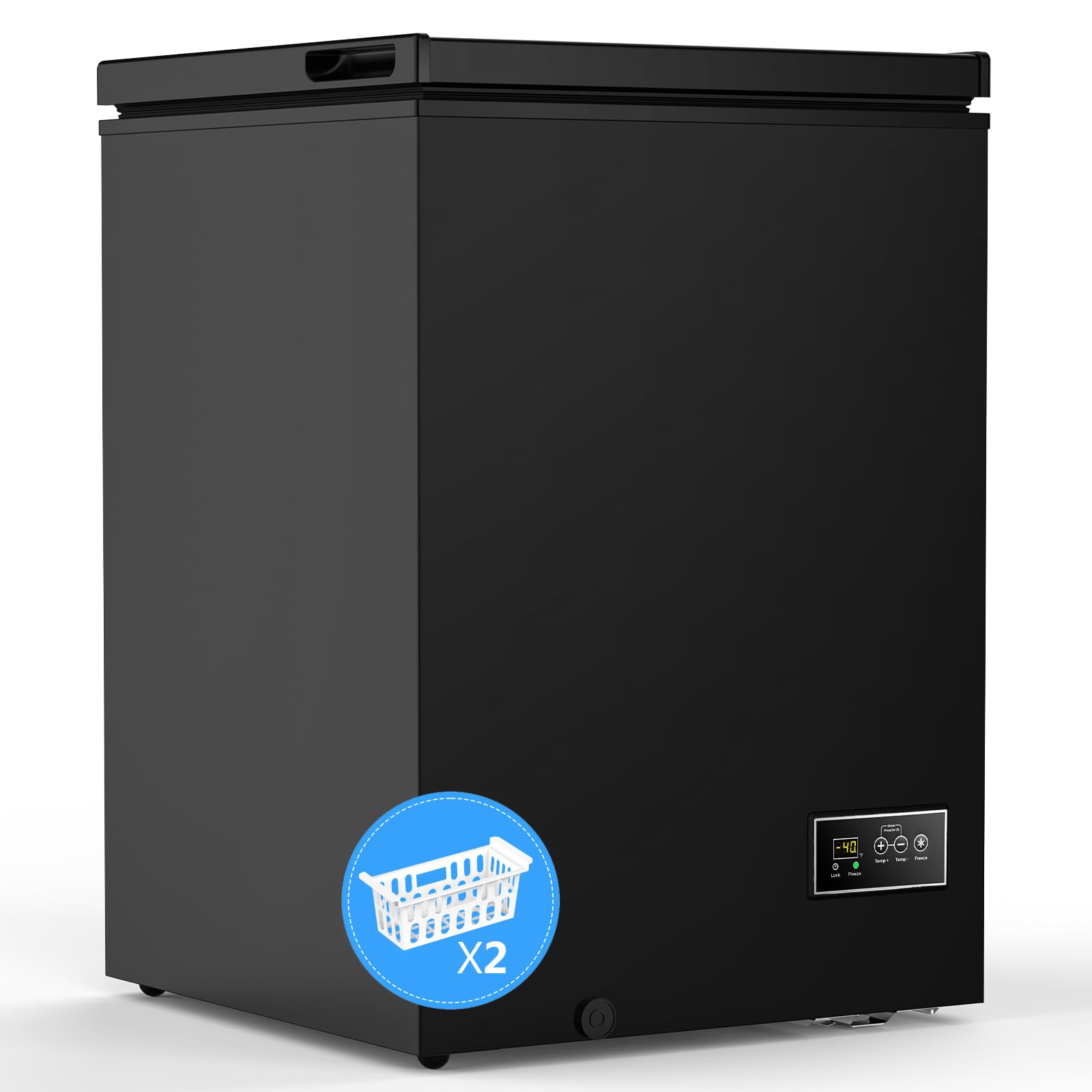 Photo 1 of COWSAR 3.5 Cu.Ft Chest Freezer, 14? to -40? Ultra-Low Temperature Deep Freezer with 2 Removable Stainless Steel Baskets, Electronic Control, 7 Level Adjustable Thermostat