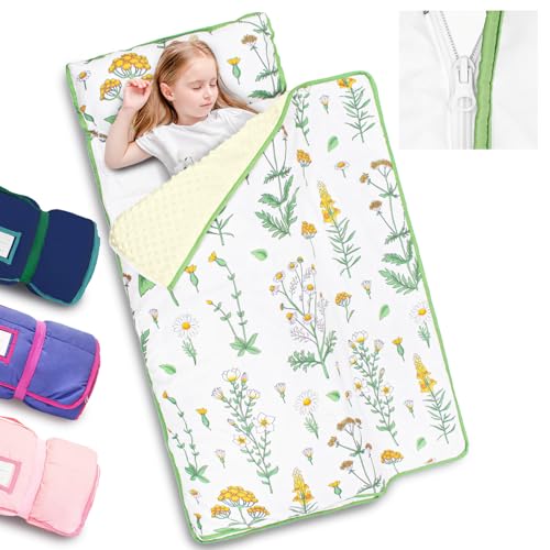 Image of Primlect Toddler Nap Mat with Detachable Blanket and Removable Pillow, Kids Sleeping Bag 55''x35'' for Daycare Preschool Kindergarten, Toddler Sleeping Mat for Boys and Girls