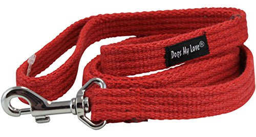 Dog Leash 4.5ft Long Cotton Web for Training, Red 4 Sizes (Small: 5/8