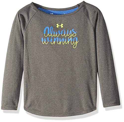 Under Armour Girls' Little Long Sleeve Graphic Tee, Carbon Heather Winning, 5