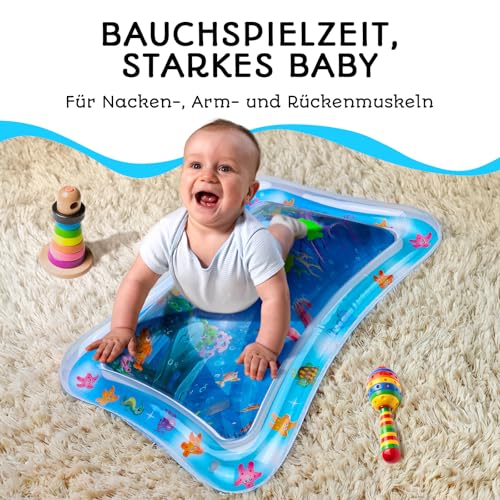 AVEC MAMAN Wassermatte Baby – BPA-freie Wasserspielmatte - Sensorikmatte für Babys - Baby Wassermatte für Bauchlage & Entwicklung - Wassermatte für Baby 3-12 Monate - Spielzeug Baby