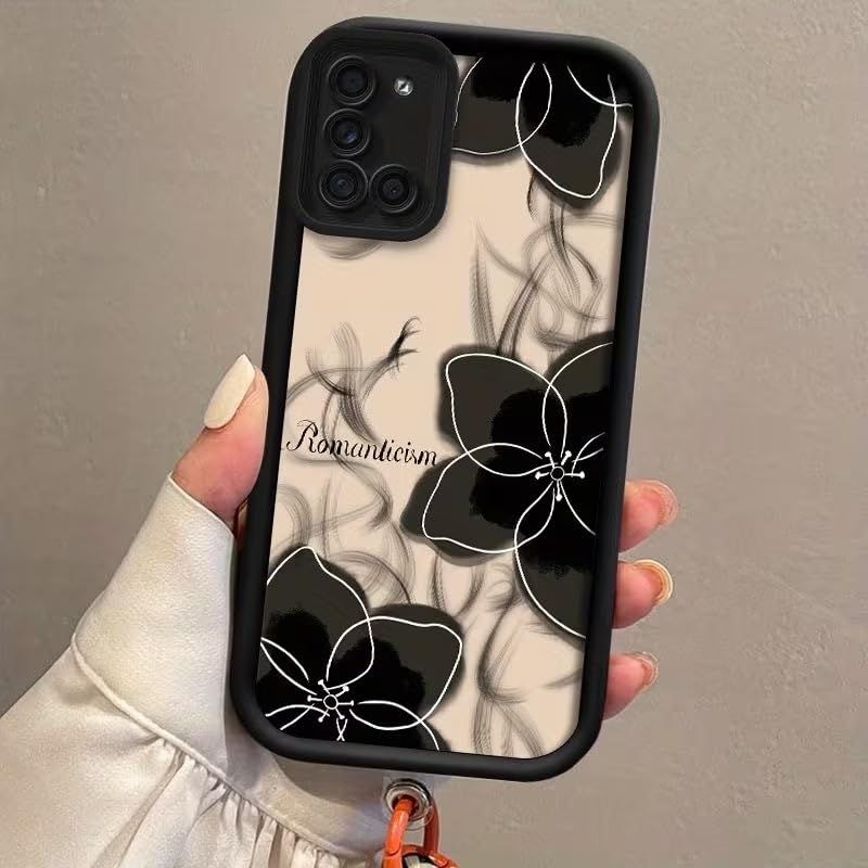 Image of COVERLY Black Floral Back Case Cover for iPhone 12 Pro | 3D Ink Abstract Art Flower Cute Design | Camera Lens Protection | Soft TPU Silicone Aesthetic Print Cover for Girls & Women (Black, Shockproof)