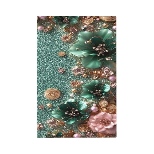 Decorative Switch Covers Plate Bling Green Rose Flowers Crystal Rhinestone Glitter 1 Gang No Device Single Blank Outlet Covers Wall Plate Cover Light Switch Plate Electrical Faceplate