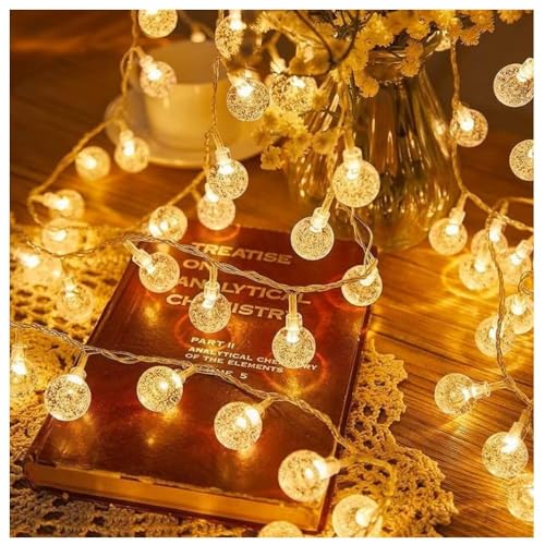 Image of Desidiya 14 LED Crystal Ball String LED Diwali Lights for Decoration for Home 4 Mtr Warm White Waterproof Decorative Lights for Festival, Birthday, Wedding, Party for Home, Patio, Lawn, Restaurants