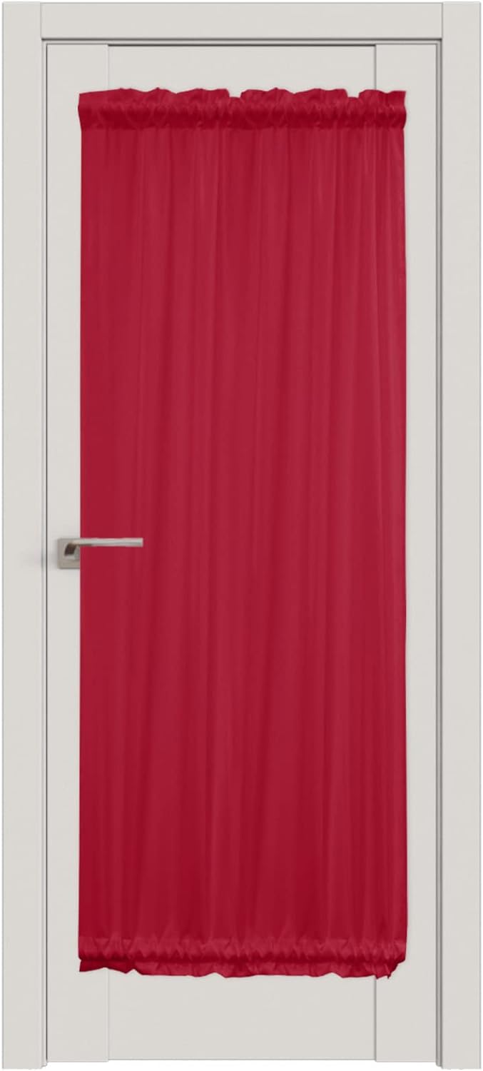 Solid Red Color Door Curtains Red French Door Curtains Rod Pocket Drapes Privacy Protection for Doors with Tieback 1 Panel, 54 x 72 Inch