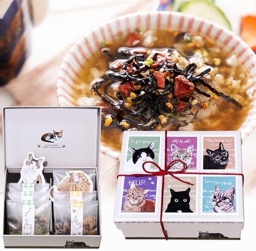 （21:00時点） 【樽の味】ネコ 好きさんに贈る お茶漬け にゃんこBOX 紀州南高梅 梅干し と 奥深い麹の出汁が香る逸品 無添加 お茶漬けの素 紀州 南高梅お茶漬け ほうじ茶・煎茶 猫 ねこ プレゼント グッズ 母 御中元 人気 のし付き 夏ギフトお歳暮(ギフト箱 6食)