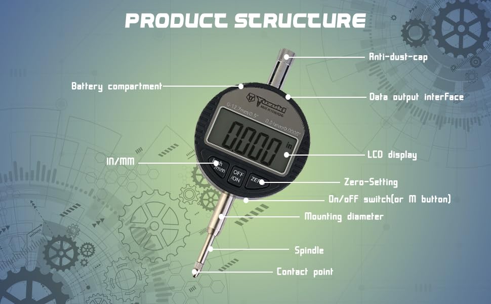 YUZUKI DI1201 Digital Digimatic Indicator – 0.01mm Precision, 12.7mm Measuring Range, High-Accuracy Tool for Precision Measurement - Image 5 thumbnail