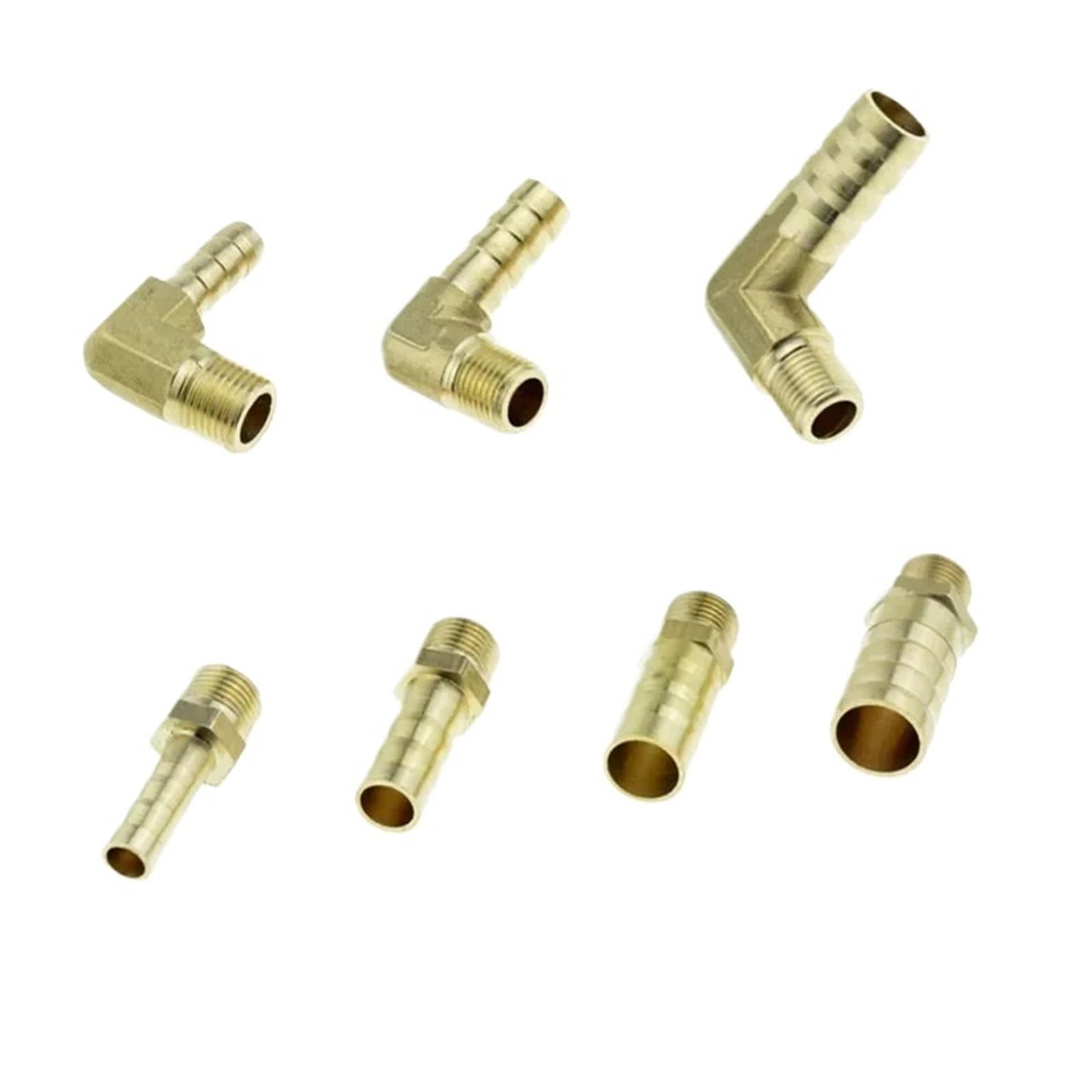 KJBDQQH Brass Flexible Hose Barbs Straight Or Elbow Brass Hose Pipe Fitting 6mm 8mm 10mm 12mm Barb Splicer 1/8" NPT for various fluid transfer(8mm Barb-01)