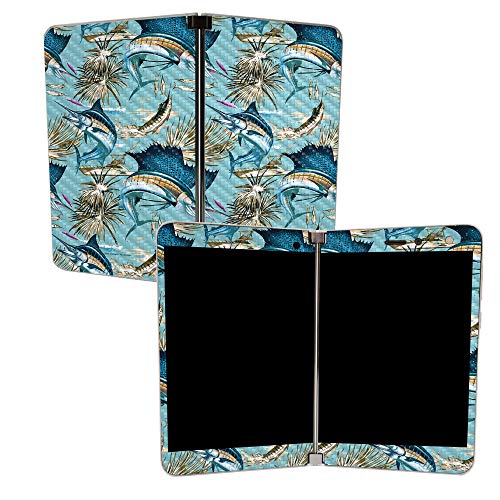 Image of MightySkins Carbon Fiber Skin for Microsoft Surface Duo - Island Fish | Protective, Durable Textured Carbon Fiber Finish | Easy to Apply, Remove, and Change Styles | Made in The USA