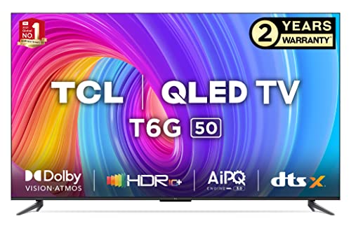 TCL 126 cm (50 inches) 4K Ultra HD Smart QLED Google TV 50T6G (Black)
