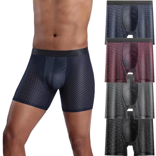 DIPA NATURISM Mens Boxer Briefs Long Leg Underwears 4 Pack