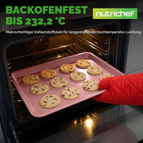 Nutrichef Antihaft-Backblech Pfanne 2pc Groß und Med Metall Professionelle Qualität Küche | Antihaft-Backbleche mit Rand… – Ansicht 2