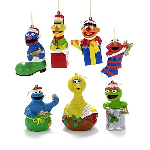 Kurt Adler Se1153 Christmas Sesame Street Ornaments, 7 Assorted