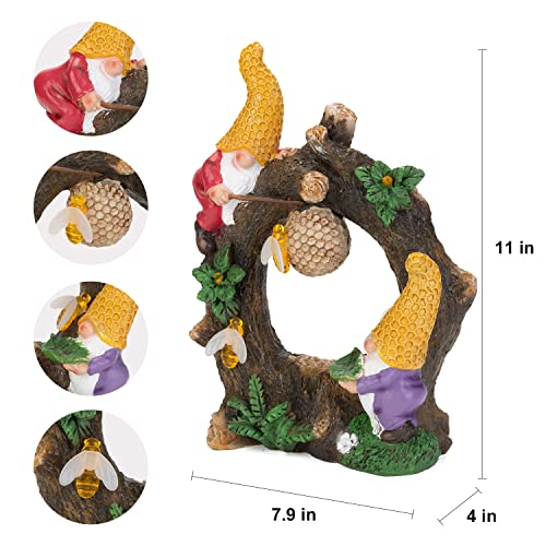 Vzvxcc Solar Garden Statue Outdoor-Garden Statues Gnomes Collecting Honey With Solar Lights Decoration For Patio Balcony Yard Lawn Ornament, Novelty Gift #TOP3