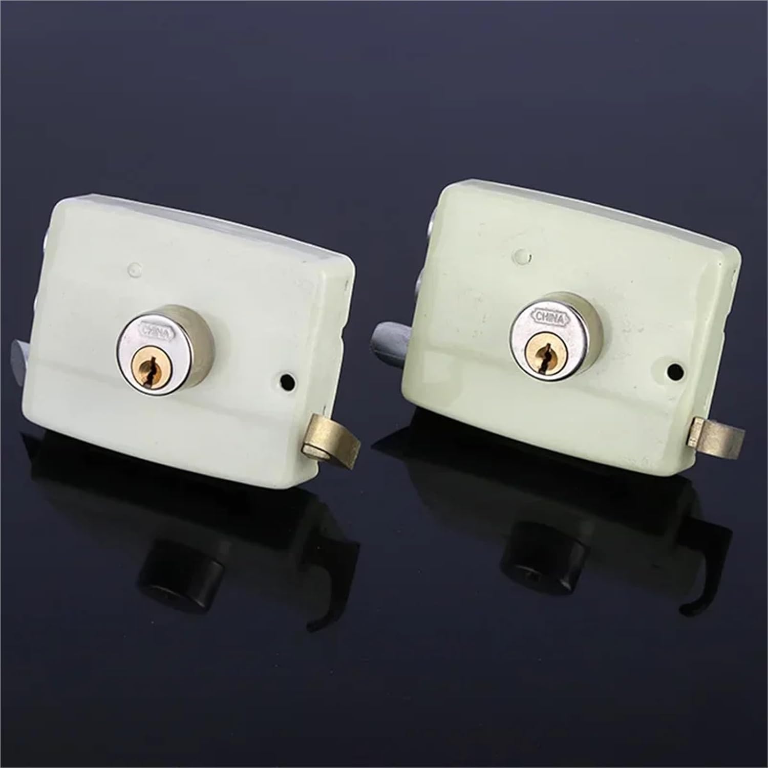 Best Exterior Iron Door Locks Security Lock Multiple Insurance Lock Wood Gate Lock for Furniture Hardware Lock Pick 1Pcs(Straight Tongue)