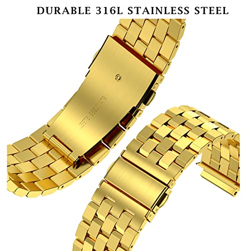 SUPLINK Stainless Steel Case with Band Compatible with Apple Watch Strap Series 9 8 7 45mm Metal Rugged Protector Cover for iWatch Men (Gold) - Image 4