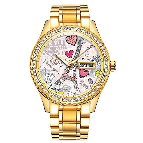Preisvergleich Produktbild Diamantvergoldete Uhr Luminous Luxury Waterproof Einzigartige Gold-Armbanduhr 162.from Paris with Love Watch