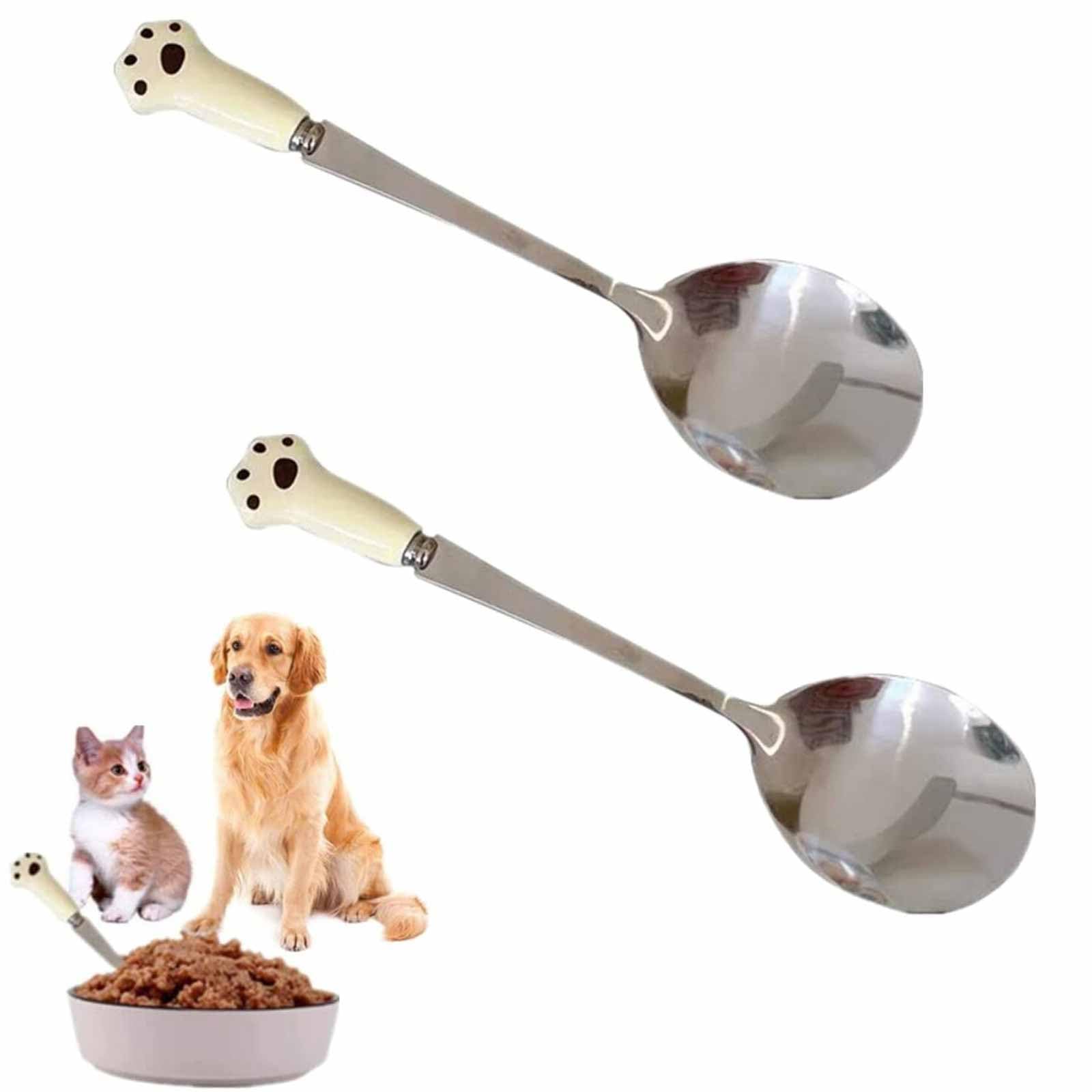 2 PCS Pet Food Spoon Cute Stainless Steel Dog Spoon Pet Food Scoop Paw Cat Can for Pets Premium Quality