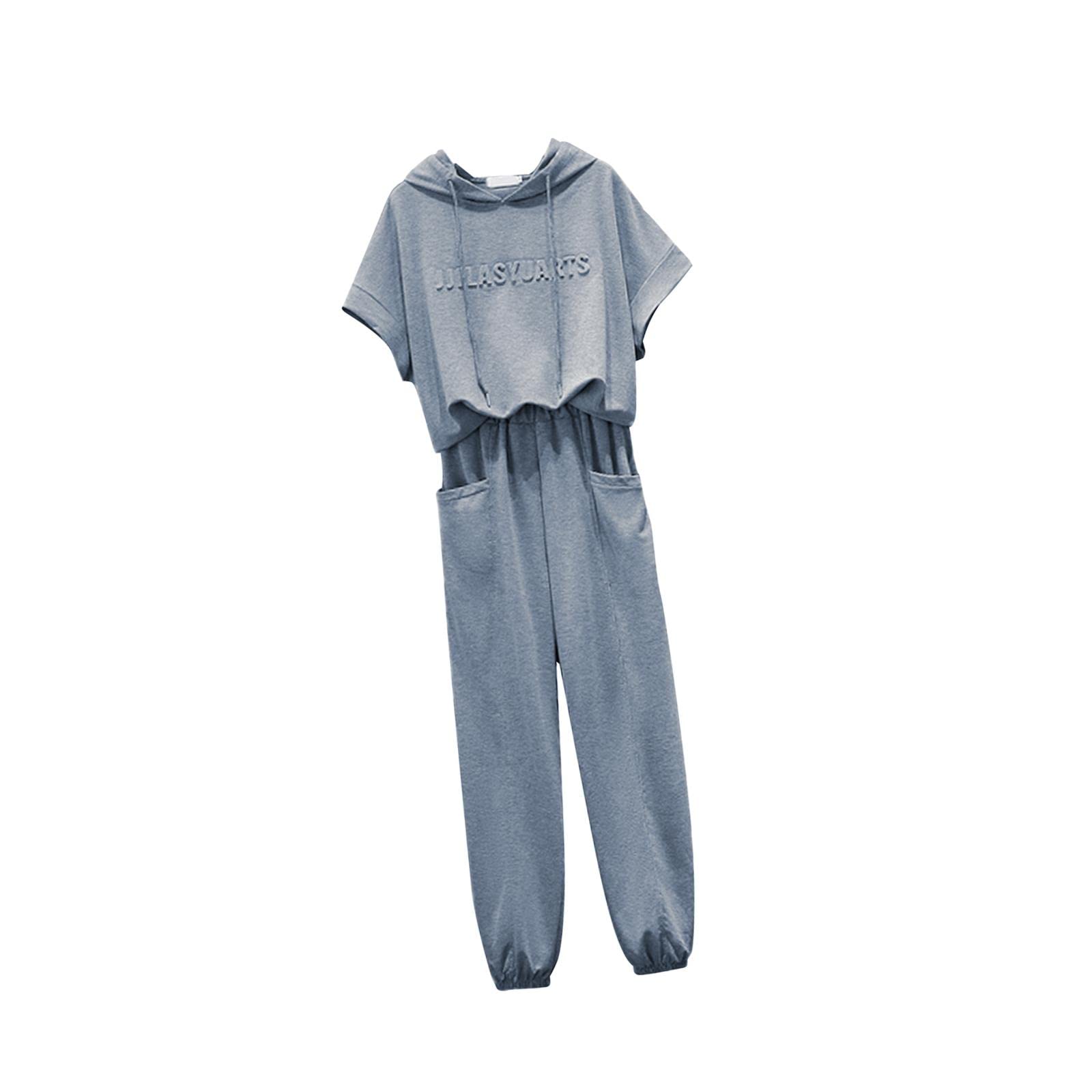 Merishopp Women Tracksuit Set 2 Piece Short Sleeve Sweatshirt and Long Pants Loungwear M Gray | Clothing, Shoes & Accessories | Womens Clothing | Tops & Blouses-image-19