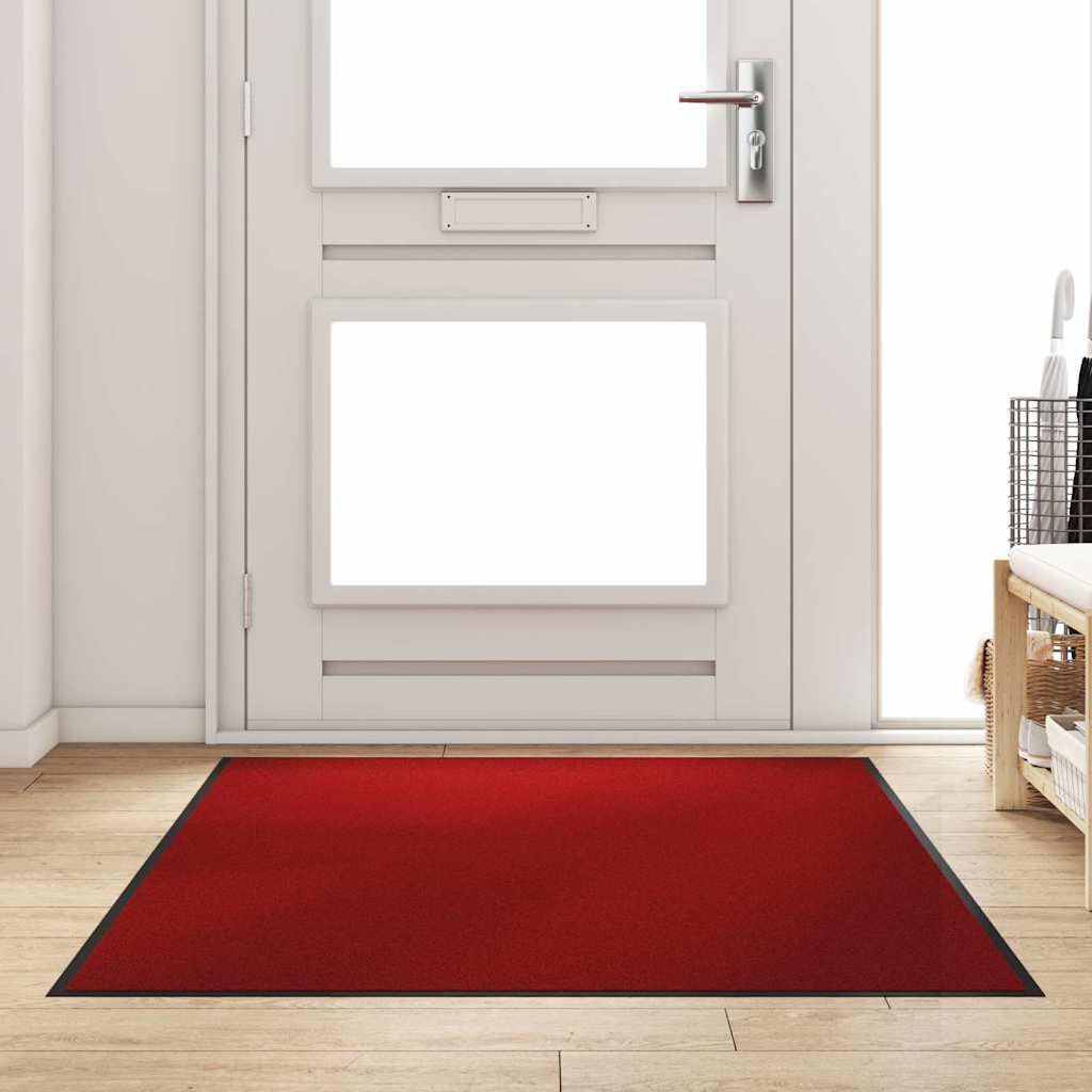 Fußmatte Rot Schwarz 120 x 180 cm 100 Prozent Polyamid Schmutzfang Vorleger für Eingang Flur Terrasse Balkon drinnen draußen robuste Saugfähigkeit