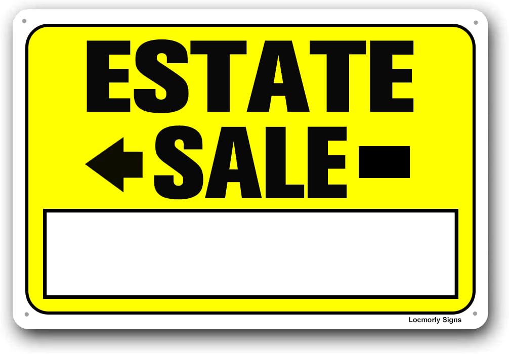 (2-Pack) Metal Tin Sign Aluminum Sign, Estate Sale Sign, 8x12 Inch, Estate & Garage Sale Yard Sale Sign