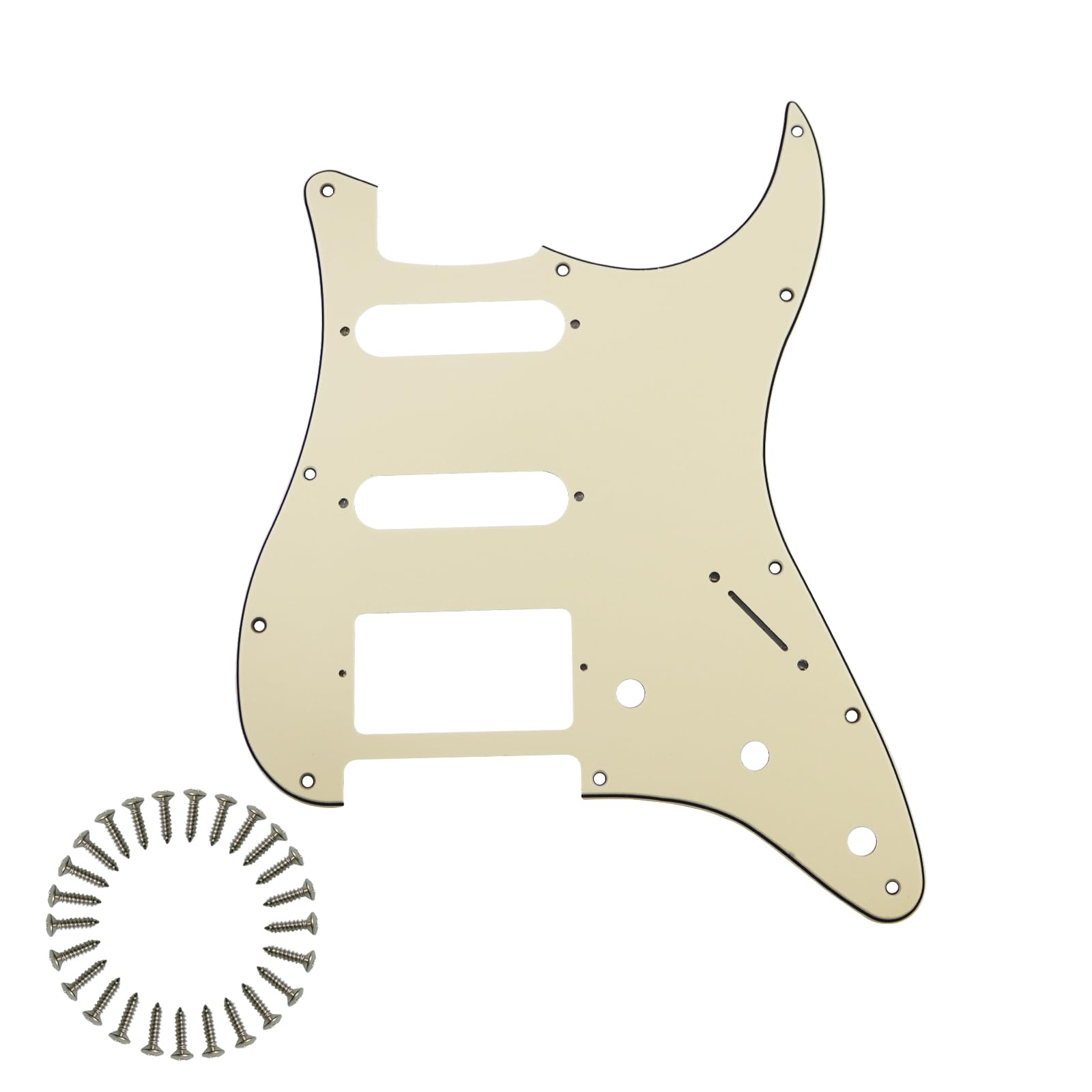HSS 11-Hole Strat Pickguard for Fender Stratocaster, Cream 3Ply