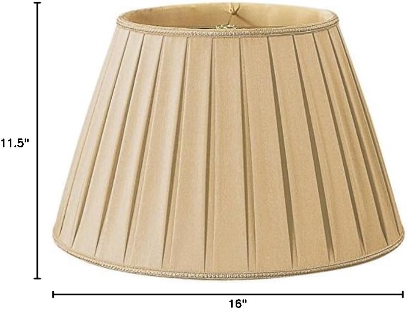 Royal Designs Round Pleated Designer Lamp Shade, Gypsy Gold, 10.5 x 16 x 11