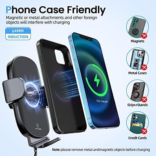 Cup Holder Phone Mount Wireless Car Charger 15W Qi Fast Charging Cup Holder Adjustable Cupholder Phone Holder Charger For Car With Qc 3.0 Adapter Compatible With Iphone13/13Pro/Max All Smart Phones #TOP3