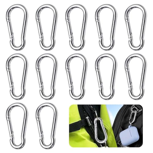 20 Piezas Mosquetones Acero Inoxidable,Mosquetones de Resorte,Mosquetones Pequeños Que Soporta hasta 36 KG,M4 Mosquetón de Bloqueo Llavero para Camping,Senderismo,Correa para Perros etc