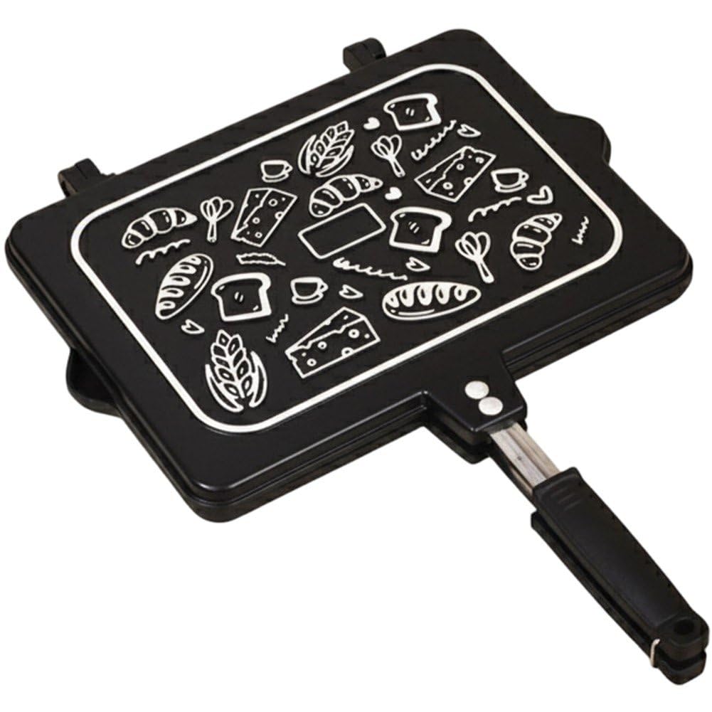 Fituenly Camping Toastie Maker Non-stick Stovetop Double Sided Toasted Sandwich Maker Bread Pan with Heat-resistant Handles Multifunction Breakfast Frying Pan Gas Toaster