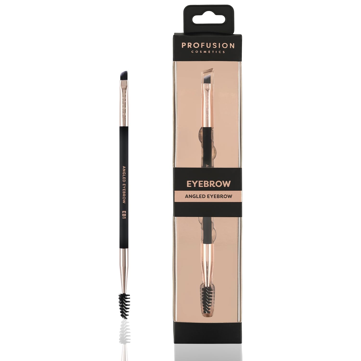 Profusion Cosmetics Professional Dual-Ended Spoolie Angled Eye Brow Brush for Precision Application and Blending of Eye Br...