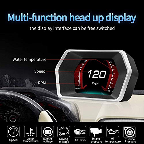 Head Up Display,ACECAR Universal Car Dual System HUD OBD2/GPS Smart Digital Meter Speedometer with Compass Test Brake Test Overspeed Alarm Fault Code Reader HD LCD Display for All Vehicle