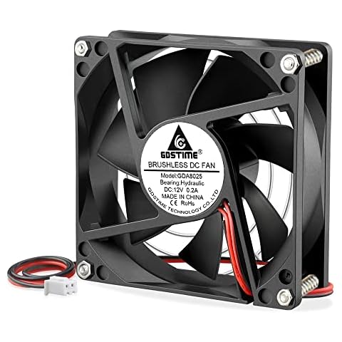 GDSTIME 80mm DC 12V Axial Cooling Fan 2 PIN Brushless PC Case 80 x 25 mm Computer Radiator Cooler Cover