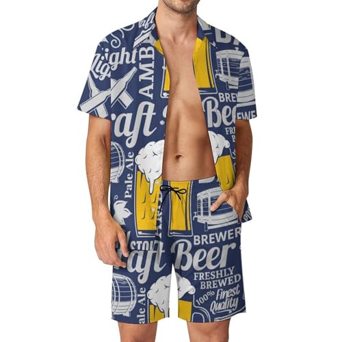 Ensemble chemise hawaïenne homme évite la chaleur vêtement plage bière S